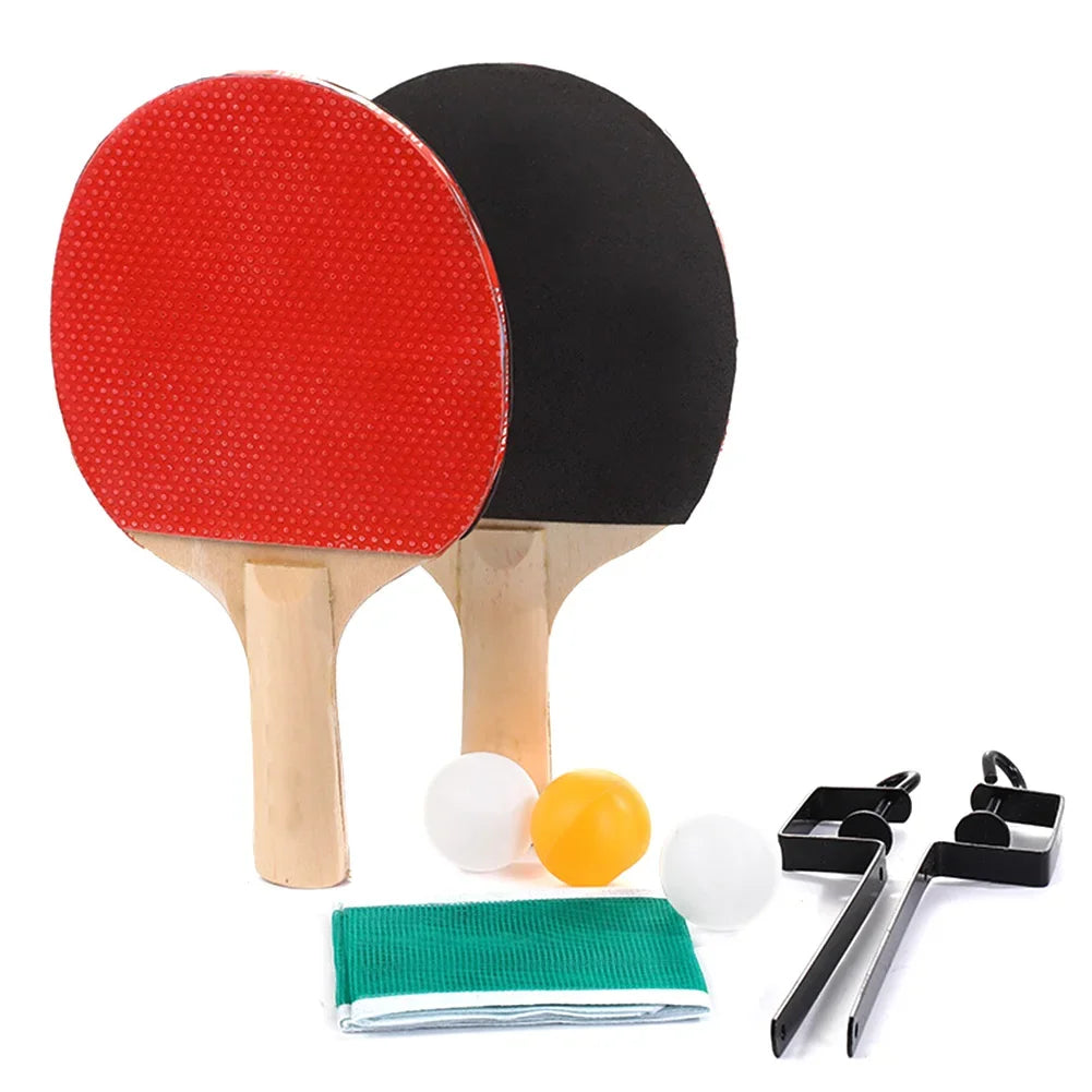 Ping Pong Paddle Set with Table Tennis Net and Post Set Table Tennis Racket Set for Indoor/Outdoor Games