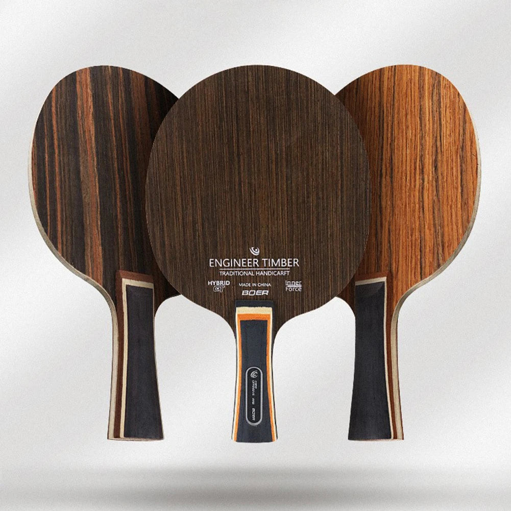 Table Tennis Racket 5 Layers Ping Pong Blade Paddle Ebony Wood Dalbergia Tennis Rackets Professional Long Handle PingPong Racket
