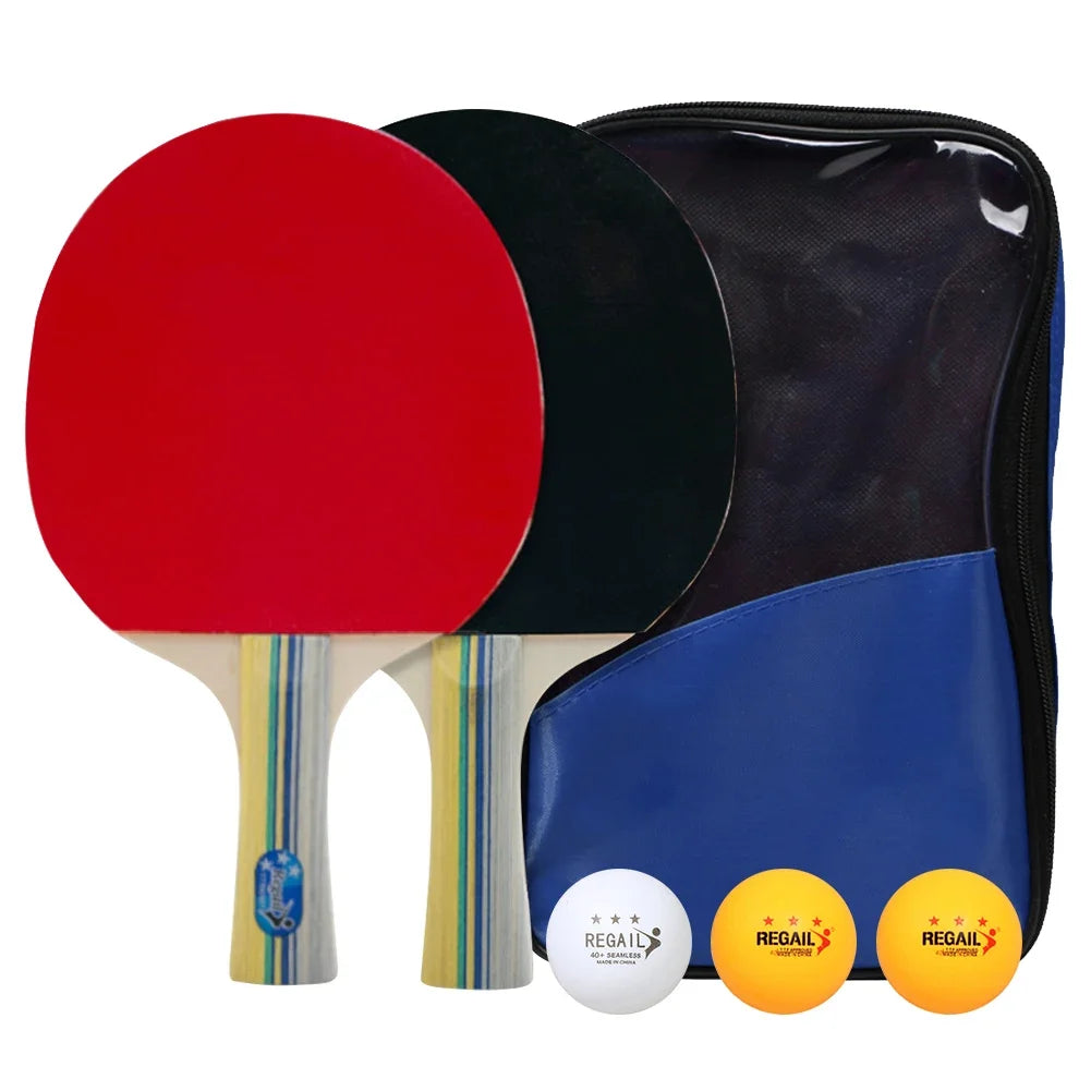 Ping Pong Paddle Set with Table Tennis Net and Post Set Table Tennis Racket Set for Indoor/Outdoor Games