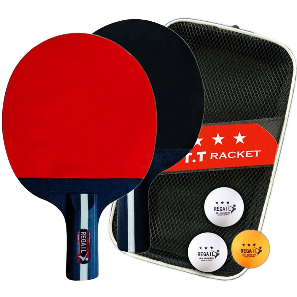 Ping Pong Paddle Set with Table Tennis Net and Post Set Table Tennis Racket Set for Indoor/Outdoor Games