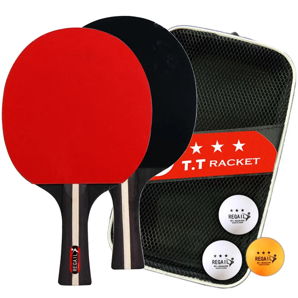 Ping Pong Paddle Set with Table Tennis Net and Post Set Table Tennis Racket Set for Indoor/Outdoor Games