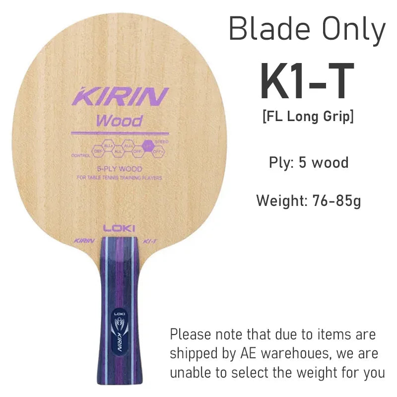 LOKI K1 T Table Tennis Blade 5 Wood Entry Level Ping Pong Blade Lightweight Pingpong Racket Assembled with RXTON 1 Gold Rubbers
