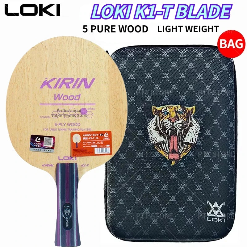 Original LOKI Kirin K3 Table Tennis Blade 5 Wood 2 Carbon Ping Pong Paddle Beginner Training Ping Pong Racket OFF+ with Loki Bag