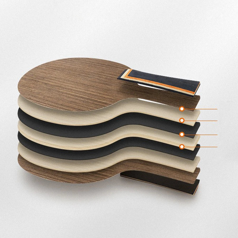 Table Tennis Racket 5 Layers Ping Pong Blade Paddle Ebony Wood Dalbergia Tennis Rackets Professional Long Handle PingPong Racket