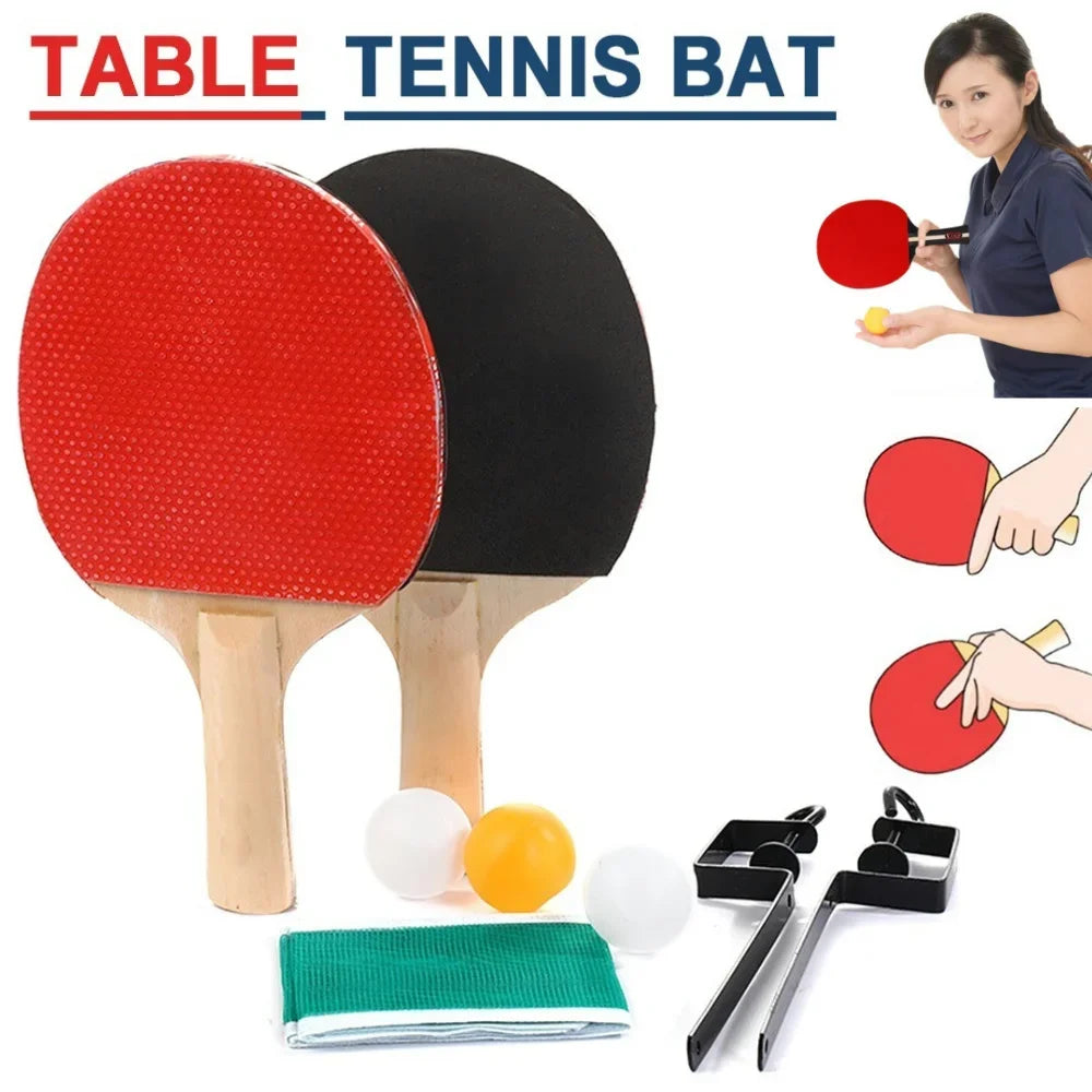 Ping Pong Paddle Set with Table Tennis Net and Post Set Table Tennis Racket Set for Indoor/Outdoor Games
