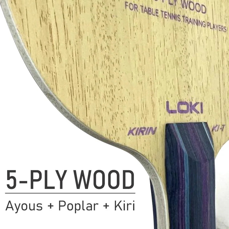 LOKI K1 T Table Tennis Blade 5 Wood Entry Level Ping Pong Blade Lightweight Pingpong Racket Assembled with RXTON 1 Gold Rubbers